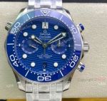 OM Factory Copy Omega Seamaster 300 Diver Blue Waves Face With Ss Bracelet 44mm 